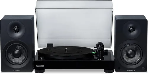Fluance RT81 Elite Tocadiscos de vinilo de alta fidelidad (Piano Negro), con Ai41 Powered 5" Stereo Bookshelf Altavoces (Negro Ceniza), Diamond