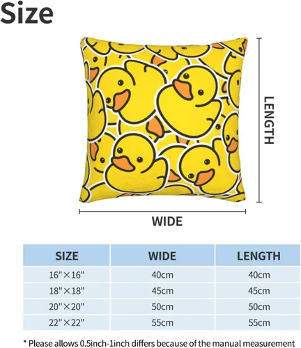 Miniatura 2 de Fiokroo Juego de 2 fundas de almohada de goma con diseño de patos de dibujos animados amarillos, fundas de almohada cuadradas para sofá, dormitorio