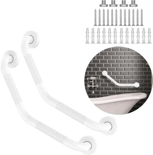 Miniatura 16 de ZUEXT - Barra de agarre en ángulo de 16 pulgadas, paquete de 2 manijas antideslizantes negras para ducha, barra de equilibrio de baño moleteada