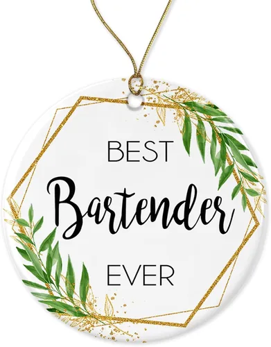 Adorno de Navidad de barman – Adorno de Navidad para camarero – El mejor barman del mundo – Mejor camarero de la historia – Regalos de camarero