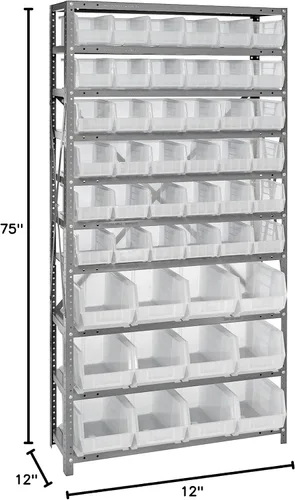 Miniatura 453 de Quantum QSBU-245BK Heavy Duty Shelving Unit with (7) Shelves and (24) QUS245 Black Bins for Garage Warehouse Storage Distribution 400 lb Load