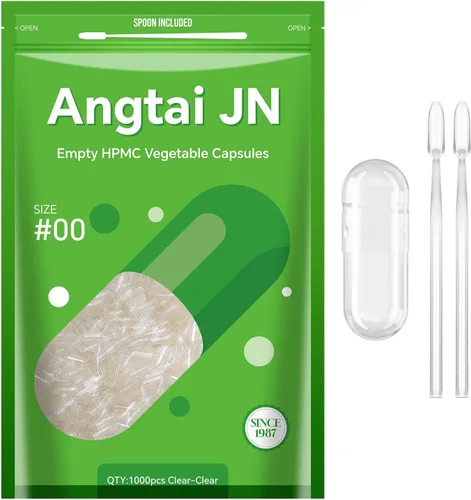 Miniatura 12 de Cápsulas veganas tamaño 00 vacías a base de plantas transparentes (5,000 unidades) sin gluten, sin OMG, kit de llenado de pastillas