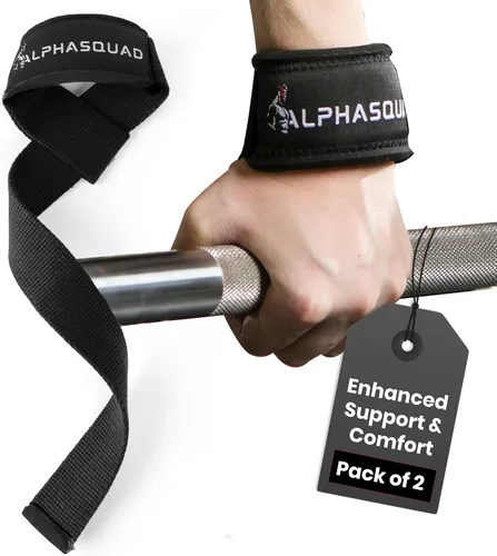 ALPHASQUAD Correas de levantamiento para levantamiento de pesas – Correas de muñeca resistentes para levantamiento de pesas con envolturas de
