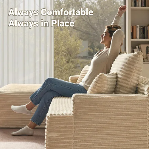Miniatura 3 de Sofás seccionales Cloud de 96 pulgadas para sala de estar, sofá sin hueso en forma de L con cómoda silla, sofá modular con asiento profundo,