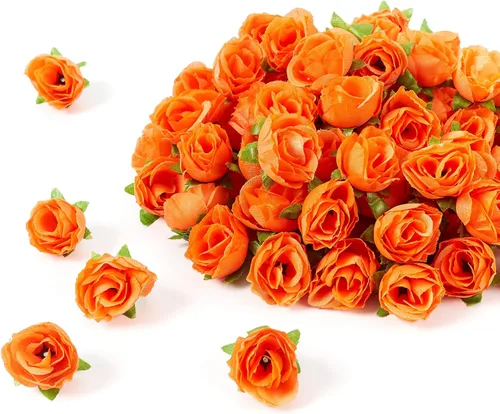 Miniatura 6 de SITUMEIZI 100 rosas artificiales de 1.3 pulgadas con cabeza de rosa rosa para decoración de bodas, gorras de graduación, pasteles, pared de flores