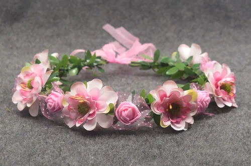 Miniatura 2 de Diadema de guirnalda de flores nupciales, corona de flores, corona de pelo, corona de pelo, cinta ajustable, para festivales de boda, fotografía