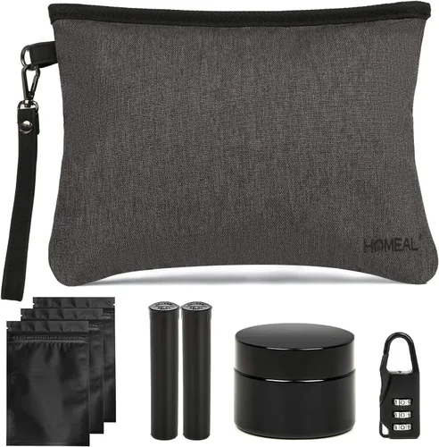HOMEAL Bolsa a prueba de olores, contenedor a prueba de olores, bolsa a prueba de olores, bolsa a prueba de olores, kit de almacenamiento (negro)