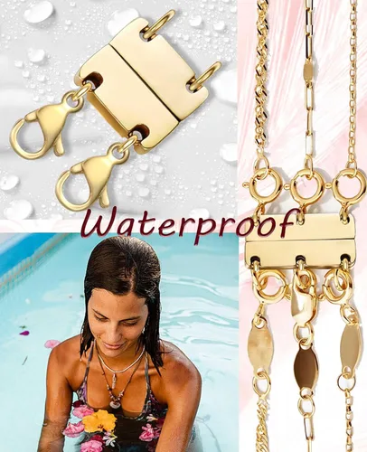 Miniatura 5 de Clysoru Collar con cierres y cierres para mujer, oro y plata, múltiples para separador en capas, cuentas extensoras de cadena, collares y pulseras
