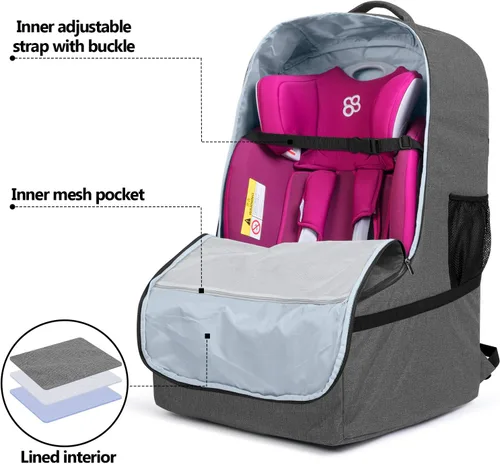Miniatura 2 de LUXJA Bolsa de viaje para asiento de automóvil, bolsa de avión con correas acolchadas para mochila y correas ajustables en la cintura para viajes