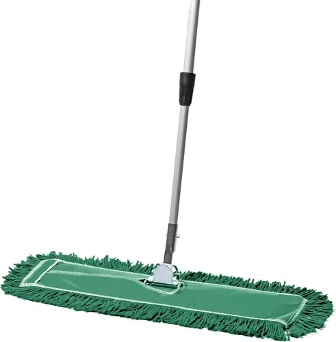 Miniatura 20 de Trapeador de polvo comercial rojo de 48 pulgadas y barredora de piso con mango extensible, trapeador para limpieza de suelos de madera dura