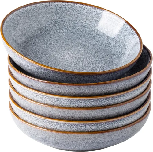 Miniatura 11 de AmorArc Juego de 4 cuencos grandes de cerámica para pasta de 8.5 pulgadas, cuencos de cerámica de 36 onzas para cocina, cuencos anchos para pasta