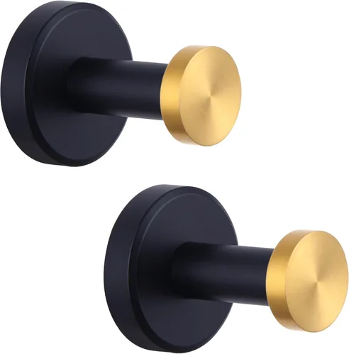 APLusee Gancho para Toalla y Bata de Baño de Acero Inoxidable, Juego de 2, Soporte Redondo para Ropa, Colgador Montado en la Pared para Puerta de