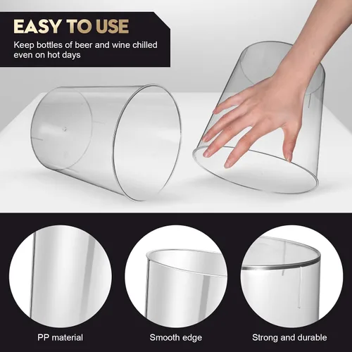 Miniatura 3 de Norme 18 cubos de hielo de plástico para fiestas, enfriador de botellas de vino transparente de 5 litros con asas, tina redonda para bebidas