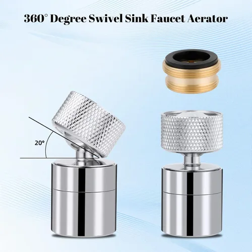 Miniatura 7 de Hibbent Aireador de Grifo de Latón Macizo de Doble Función, Aireador de Fregadero de Cocina de Metal de Ángulo Grande Giratorio 360 Grados