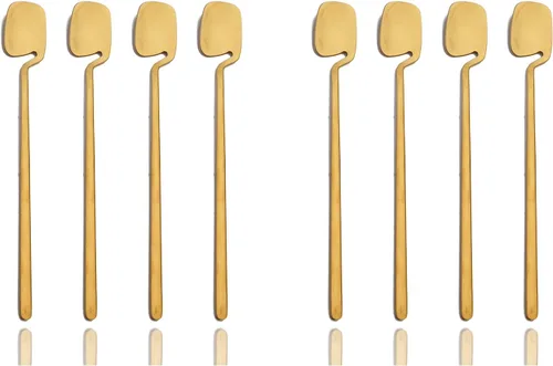 Miniatura 7 de JASHII 8 cucharas de mango largo para colgar, cuchara de té helado, cuchara de café, cucharas agitadoras de acero inoxidable 304 para té, postre
