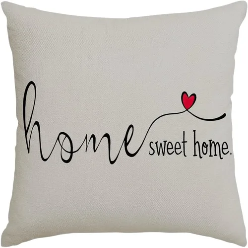 Miniatura 11 de RABUSOFA Home Sweet Home - Fundas de almohada con citas, 18 x 18 pulgadas, decoración de granja, corazón rojo, funda de cojín decorativa para sofá