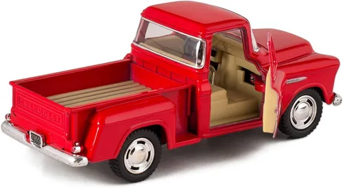 Miniatura 2 de KiNSMART Camioneta Chevrolet Stepside Pickup Truck de 1955, 5 pulgadas, escala 1:32, metal moldeado a presión, camioncito pequeño (Rojo)