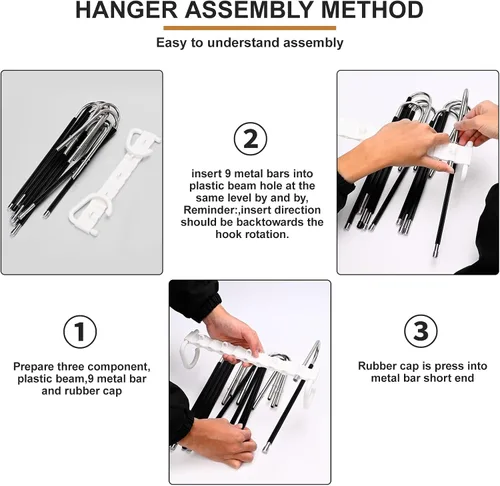 Miniatura 6 de Paquete de 2 perchas plegables de 9 capas para pantalones que ahorran espacio, percha multifuncional para pantalones, percha con agujero para colgar
