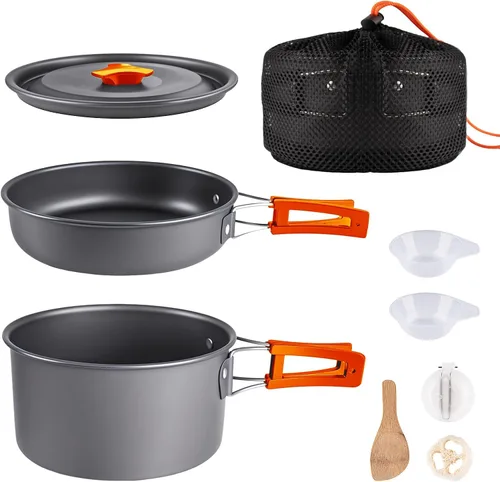 Miniatura 9 de aiGear Camping Cooking Set Cookware Mess Kit with Storage Bag Pot Pan Set Camping Accessories for Outdoor Camping Hiking Picnic Portable and