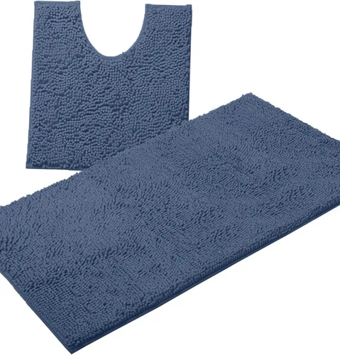 Miniatura 17 de LuxUrux Juego de 2 tapetes de baño de felpa extrasuave, material de microfibra de felpilla de 1 pulgada, color verde súper absorbente