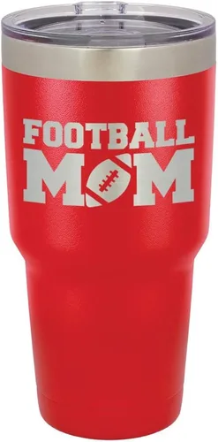 Miniatura 16 de FOOTBALL MOM - Vaso negro de 30 onzas con popote y tapa superior deslizante Taza de viaje de acero inoxidable Comparar con Yeti Rambler