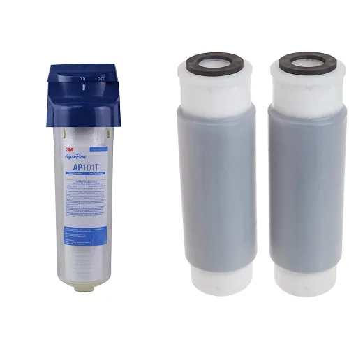 Aqua-Pure AP101T - Filtro de agua transparente para toda la casa y cartucho de filtro de agua de repuesto 3M Aqua-Pure AP117NP (paquete de 2)