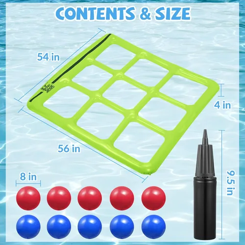 Miniatura 5 de Juego de Juguetes de Piscina TicTac Shot - Juego Inflable de Tic Tac Toe para Piscina con 10 Bolas - para Adultos, Adolescentes, Niños de 2 a 10
