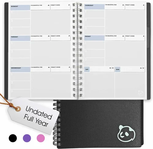 Miniatura 10 de Panda Planner Agenda diaria sin fecha 2026, 5.75 x 8.25 pulgadas, gris