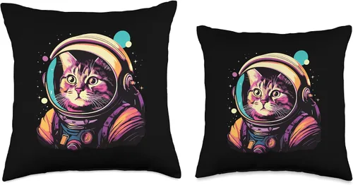 Miniatura 3 de Smarty Pants Designs Funny Astronaut Space for Cat Lovers - Almohada de 16 x 16 pulgadas, multicolor
