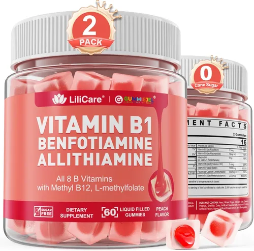 Miniatura 9 de Gomitas de complejo de vitamina B1 y vitamina B metilada, todas las vitaminas B, benfotiamina, tiamina e inositol, multivitaminas B1 B2 B6