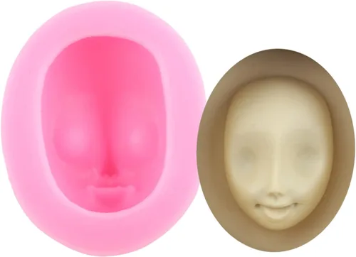 Miniatura 7 de Mujiang Moldes de silicona para cara humana, moldes de fondant para el pelo de muñeca, para decoración de pasteles, arcilla polimérica, caramelo