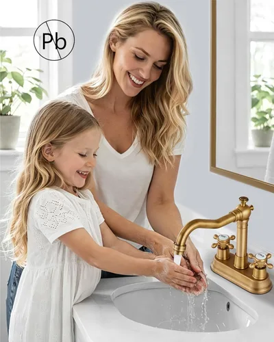 Miniatura 8 de Aolemi Juego central de 4 pulgadas, grifo vintage para lavabo de baño, 2 manijas cruzadas, lavabo para lavabo, 3 agujeros, incluye mangueras, grifo