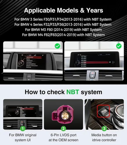 Miniatura 3 de Pantalla Linux de 10.25 pulgadas para BMW Serie 3 y 4 F30-F36 (2013-2016) BMW M3/M4 F80 F82 (2014-2019) con sistema NBT soporte inalámbrico Carplay