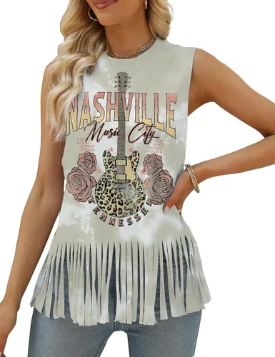 Miniatura 3 de iliheyov Nashville - Camiseta sin mangas para mujer, diseño de festival de música country, estampado gráfico, sin mangas, Nash Music