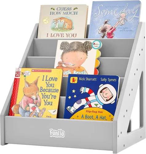 Miniatura 7 de FUNLIO Montessori - Estantería para niños pequeños de 1 a 5 años, con asa y dispositivo antiinclinación, estantería de pino de primera calidad