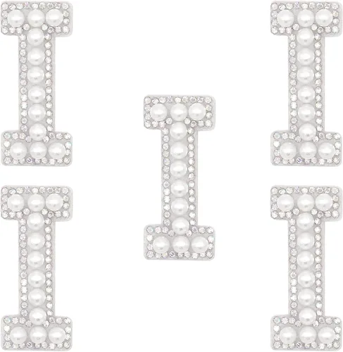 Miniatura 14 de Parche de letras A-Z para planchar con diamantes de imitación brillantes de perlas del alfabeto inglés, parche de costura para vestido de novia