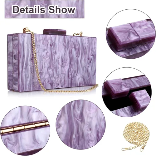 Miniatura 3 de YYW Monederos de mano de acrílico para mujer de boda bolso cruzado de noche multicolor con cadena desmontable