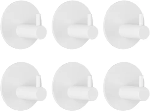 Miliocry Paquete de 6 ganchos para toallas de baño, ganchos adhesivos, gancho de pared resistente, resistente al agua, de acero inoxidable, para