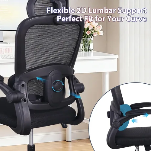 Miniatura 5 de Silla de oficina ergonómica, silla de escritorio de oficina con malla de respaldo alto y soporte lumbar ajustable, sillas giratorias de trabajo