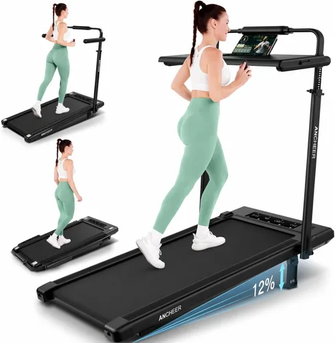 Miniatura 8 de FUNMILY Cinta de Correr Plegable con Almohadilla de Caminata Mejorada con Inclinación del 12%/15% y Barra de Manejo, Cintas de Correr Compactas
