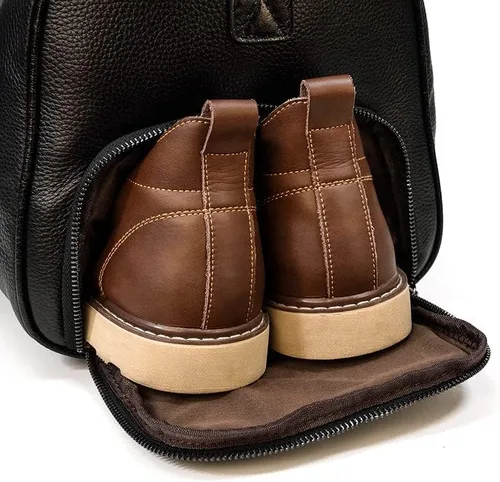 Miniatura 3 de Bolsa de viaje grande de cuero, bolsa de viaje para gimnasio, deportes, vuelo, cabina, bolsa de cuero para el fin de semana de la noche, bolsa