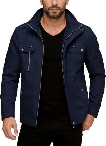 Miniatura 8 de Wantdo chaqueta cierre frontal liviana cuello parado de algodón para hombre