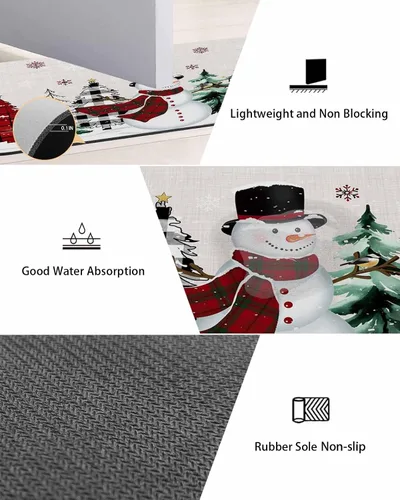 Miniatura 3 de Tapete de baño de muñeco de nieve para bañera, antideslizante, de secado rápido y absorbente, tierra de diatomeas, fregadero, dormitorio, cocina