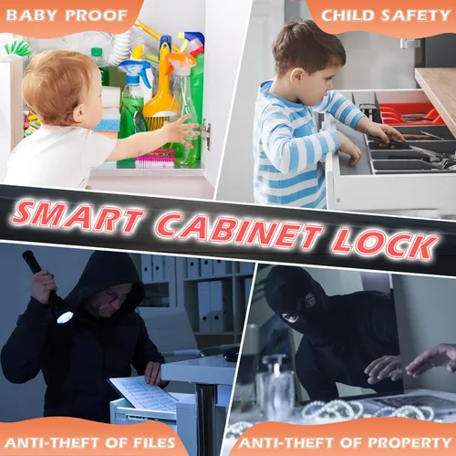 Miniatura 4 de Eseesmart Cerradura inteligente para gabinete, cerradura magnética electrónica digital RFID sin llave Bluetooth seguridad para niños, cerraduras