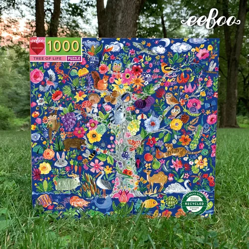 Miniatura 6 de eeBoo Rompecabezas de 1000 piezas, árbol de la vida, cuadrado de 23 x 23 pulgadas, fabricado con tablero reciclado y tinta a base de vegetales