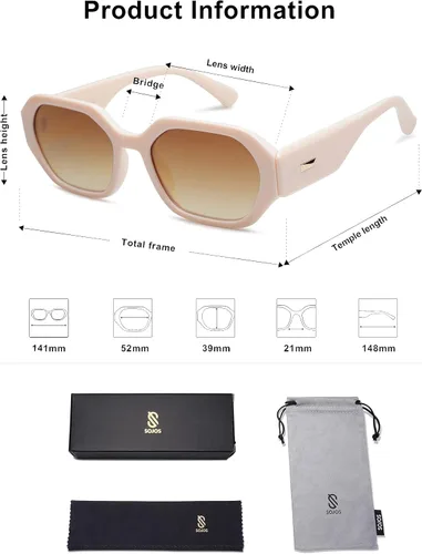 Miniatura 5 de SOJOS Gafas de sol polarizadas para mujer, rectángulo, retro, gafas de sol para mujer, gafas de sol estrechas de los años 90, SJ2232