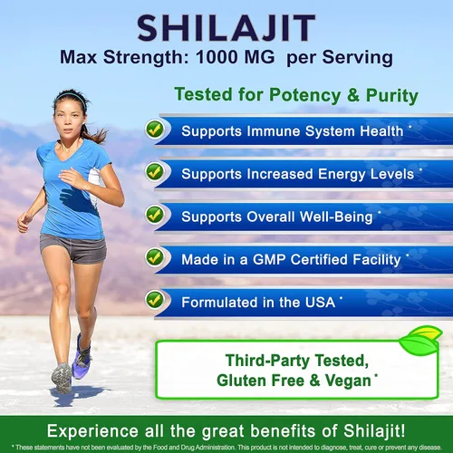 Miniatura 8 de aSquared Nutrition Shilajit 1000mg - 120 cápsulas - Suplemento de extracto puro de shilajit y píldoras complejas en polvo - Ácido húmico natural
