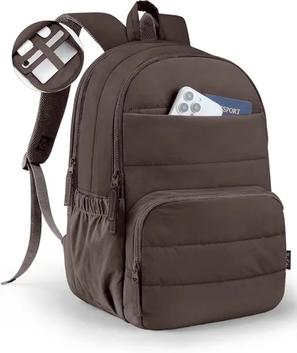 Miniatura 11 de Mochila de viaje Uselike para mujeres, mochila para portátil de 15.6 pulgadas, mochila universitaria acolchada, mochilas de trabajo bonitas, Beige