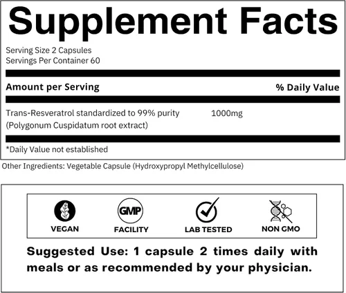 Miniatura 2 de FOLIUS LABS Cápsulas de resveratrol de ultra alta pureza - 99% Trans-Resveratrol - Extracto de Knotweed japonés - Apoya la inmunidad, apoya
