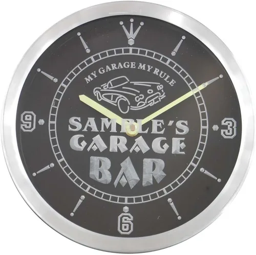 Miniatura 2 de ADVPRO ncpp0051-b Joe's Garage Car Repairs Rule Beer Bar LED Neon Sign Reloj de pared